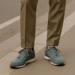 Loro Piana Gray Suede Leather Lace Up Sneakers Trainers Shoes  Mens Size 42.5